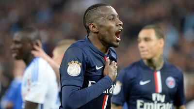 Paris Saint-Germain's Blaise Matuidi celebrates on Sunday after scoring his team's 3-2 Ligue 1 victory over Marseille. Boris Horvat / AFP / April 5, 2015