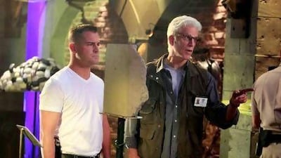 George Eads, left, and Ted Danson in a scene from CSI: Crime Scene Investigation. Monty Brinton / AP
