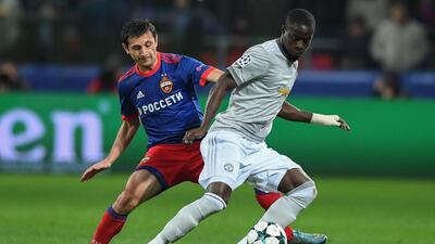 Manchester United's Eric Bailly is still struggling with an ankle injury, which it can be revealed as being inadvertently caused by a challenge from teammate Zlatan Ibrahimovic. Yuri Kadobnov / AFP