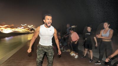 Abdulrahman Al Hashmi during one of the group's training sessions. Chris Whiteoak / The National