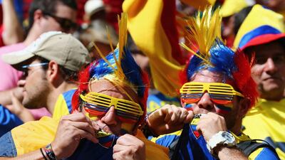 Ecuador fans cheer during their nation's match against Switzerland at the 2014 World Cup on Sunday in Brasilia, Brazil. Clive Brunskill / Getty Images