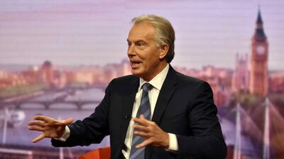 Tony Blair, former British prime minister, defends his plans on the BBC to tighten immigration rules to stop Brexit. JEFF OVERS/BBC