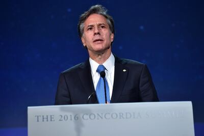 Tony Blinken speaks at the 2016 Concordia Summit in 2016, in New York City. Getty Images/ AFP