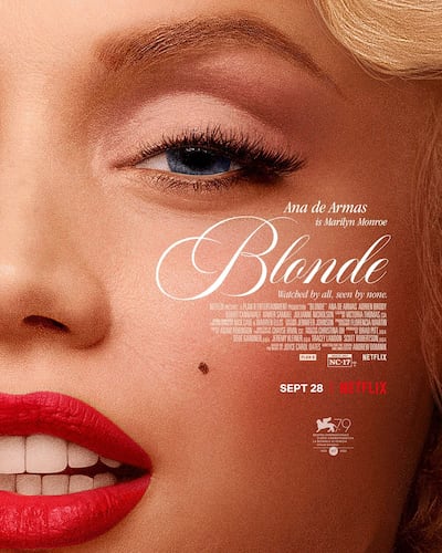 Blonde received the Razzie awards for Worst Screenplay and Worst Picture. Photo: Netflix