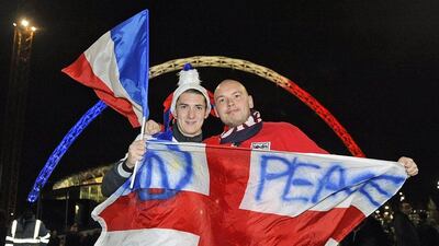 French and English fans together outside Wembley Stadium. Gerry Penny / EPA
