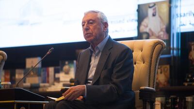 Abu Dhabi, UAE, November 11, 2014:Nayef Hawatmeh, the general secretary for the Democratic Front for the Liberation of Palestine gave a speech in Abu Dhabi. His topics ranged from the Palestinian struggle to the Muslim Brotherhood. Lee Hoagland/The National