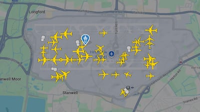 Hundreds of flights have been disrupted at UK airports, including Heathrow. Photo: Flight Radar