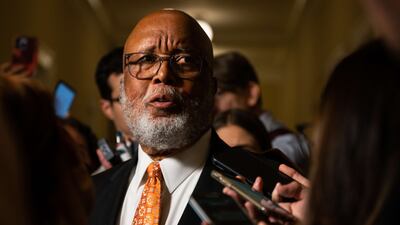 US Representative Bennie Thompson, chairman of the House committee, speaks to reporters. AFP