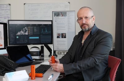 Allan Gaertke, chief executive and founder of Mondialab Pro, has developed a swift and efficient method of testing for viruses such as Covid-19. Pawan Singh/The National