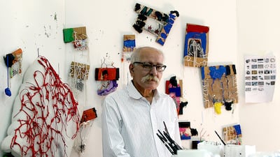 Hassan Sharif at his Al Barsha studio in Dubai. Satish Kumar / The National