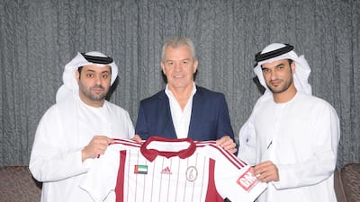 Javier Aguirre, centre, ispresented as the new head coach of Al Wahda. Courtesy: Al Wahda Club / June 18, 2015