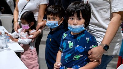 The Solitario family get their PCR tests.