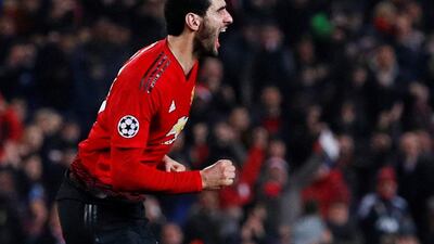Manchester United's Marouane Fellaini celebrates. Reuters