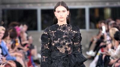 Black and shades of deep, dark blue had their moment on the runway, too