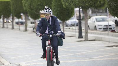 Good work: a businessman takes up the challenge in January this year. Mona Al Marzooqi / The National