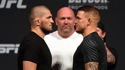 Khabib Nurmagomedov, left, and Dustin Poirier will headline UFC 242 in Abu Dhabi. Courtesy Action Group