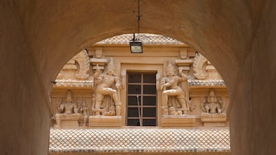 The temple is adorned with frescos, inscriptions and sculptures