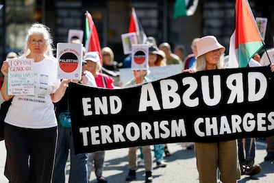 Palestine Action activists take part in a protest. Getty Images