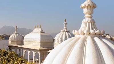 The Palace Dome of Taj Lake Palace in Udaipur, India.