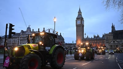 Farmers have organised the protest over their concerns about the increasing difficulties faced by the British farming industry which they say are leaving the nation’s food security at risk. Getty Images