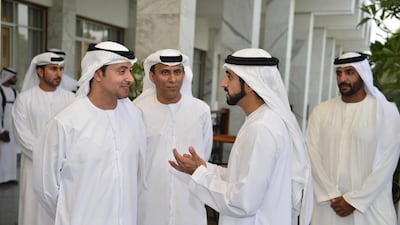 Sheikh Hamdan bin Mohammed, Crown Prince of Dubai and Sheikh Hazza bin Zayed, National Security Adviser and Vice Chairman of the Abu Dhabi Executive Council attend an iftar hosted by Sheikh Nahyan bin Mubarak, Minister of Culture, Youth and Community Development.
