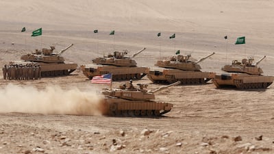 US and Saudi tanks take part in a military exercise near Amman in 2022. AFP