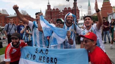 Argentina supporters in their element at Red Square in Moscow. They will hope Lionel Messi can bring home the cup. EPA