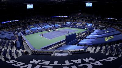 Naomi Osaka of Japan serves during her Womens Singles first round match against Misaki Doi of Japan. AFP