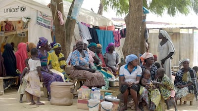 Women at a displaced persons camp in Nigeria. AFP Photo