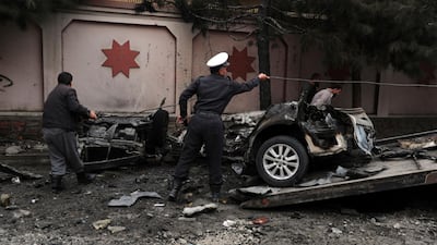 Two blasts caused by sticky bombs attached to vehicles took place 15 minutes apart and a third aimed at a police vehicle exploded about two hours later, reports said. AP