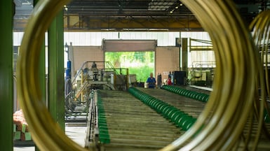A coil of copper alloy tubes at a factory in Menden, Germany. Demand for the metal has increased sharply. AFP