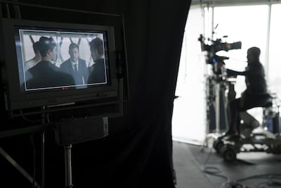 Chris Hemsworth on the set of the Hugo Boss TV campaign for Boss Bottled