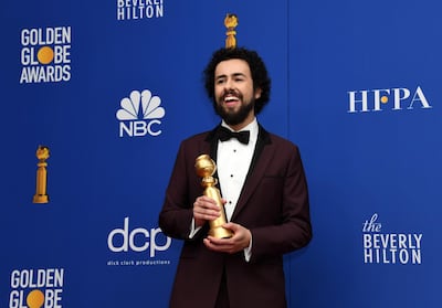 Ramy Youssef poses with his Golden Globe for Best Performance by an Actor in a Television Series - Musical or Comedy in 2020. EPA