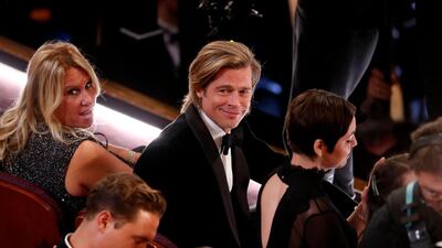 Brad Pitt watches as Anthony Ramos speaks during the Oscars show at the 92nd Academy Awards in Hollywood. Reuters