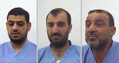 Jordan's government released footage of Abdullah Hisham, Moath Al Ghanem and Muhsin Al Ghanem confessing to involvement in the alleged plot. Photo: Ministry of Government Communication - Jordan