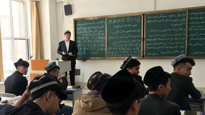 Students at the state-funded campus of Xinjiang Islamic Institute in Urumqi, where all imams in Xinjiang are trained and certified.