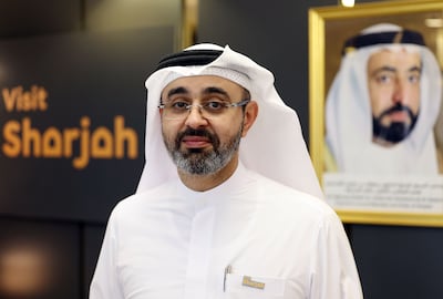 Khalid Al Midfa, chairman of the Sharjah Tourism Authority, at the Arabian Travel Market exhibition in Dubai. Chris Whiteoak / The National