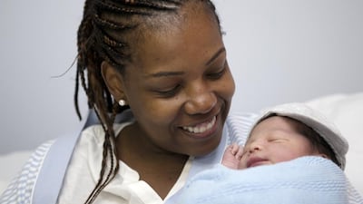 Lucian Zimmerspitz of Brazil gave birth to 3.8kg Kian at 1.40am, the second to be born this Eid, at Corniche Hospital in Abu Dhabi. Christopher Pike / The National