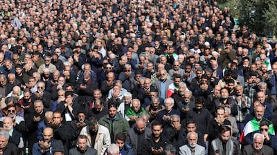 Iranians attend Friday prayers at Mosallah mosque in Tehran. EPA
