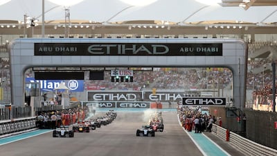 Formation lap ahead of the start of the Abu Dhabi Formula One Grand Prix at Yas Marina Circuit in Abu Dhabi on November 27, 2016. Christopher Pike / The National