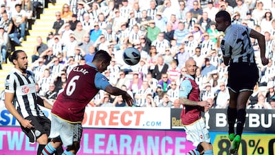 Aston Villa's Ciaran Clark heads home against Newcastle United. Nigel Roddis/Reuters