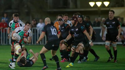 Abu Dhabi Saracens, in black, have been through some turbulent times in the recent past. Ravindranath K / The National