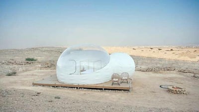 Book a bubble tent stay at the foot of Jebel Hafeet mountain