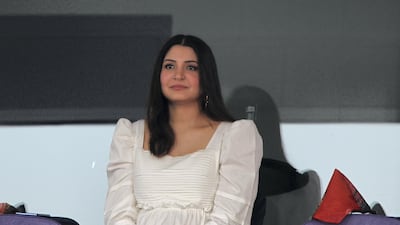 Anushka Sharma, Bollywood star and wife of Virat Kohli, during Royal Challengers Bangalore's match against Delhi Capitals in Abu Dhabi on Monday. Sportzpics for BCCI
