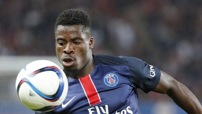 Serge Aurier will miss Wednesday's Uefa Champions League match at Arsenal after being banned from traveling to London by British authorities. Jacques Brinon / AP Photo