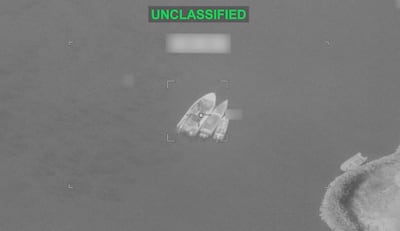 US Centcom footage shows IRGC boats before they were struck in the latest wave of US military strikes against Iran. Photo: US Central Command via Reuters