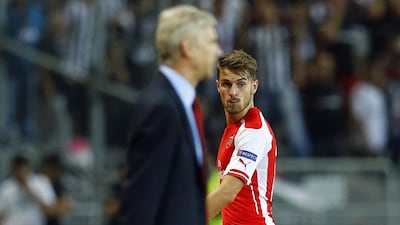 Aaron Ramsey was sent off for drawing two yellow cards against Besiktas in the first leg of Arsenal's Champions League play-off. Murad Sezer / Reuters / August 19, 2014