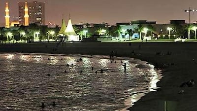 Beachgoers enjoy Jumeirah Open Beach in the evening after work. "We come here and stay until 4am and even 6am," says one regular, a restaurant worker from Syria.