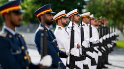 A UAE Armed Forces honour guard. The military’s latest interceptions of Iranian drones and missiles build on months of frontline defence. Abdulla Al Bedwawi / UAE Presidential Court
