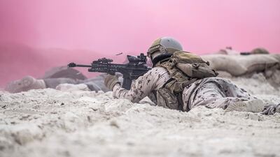 Complete with paratroopers, helicopters, surveillance aircraft, submarines, fighter jets and ground combat, Union Fortress – an Armed Forces event which included a mock hostage rescue from a ship off Abu Dhabi Corniche – was like something out of a movie. Hamad Al Kaabi / Crown Prince Court - Abu Dhabi